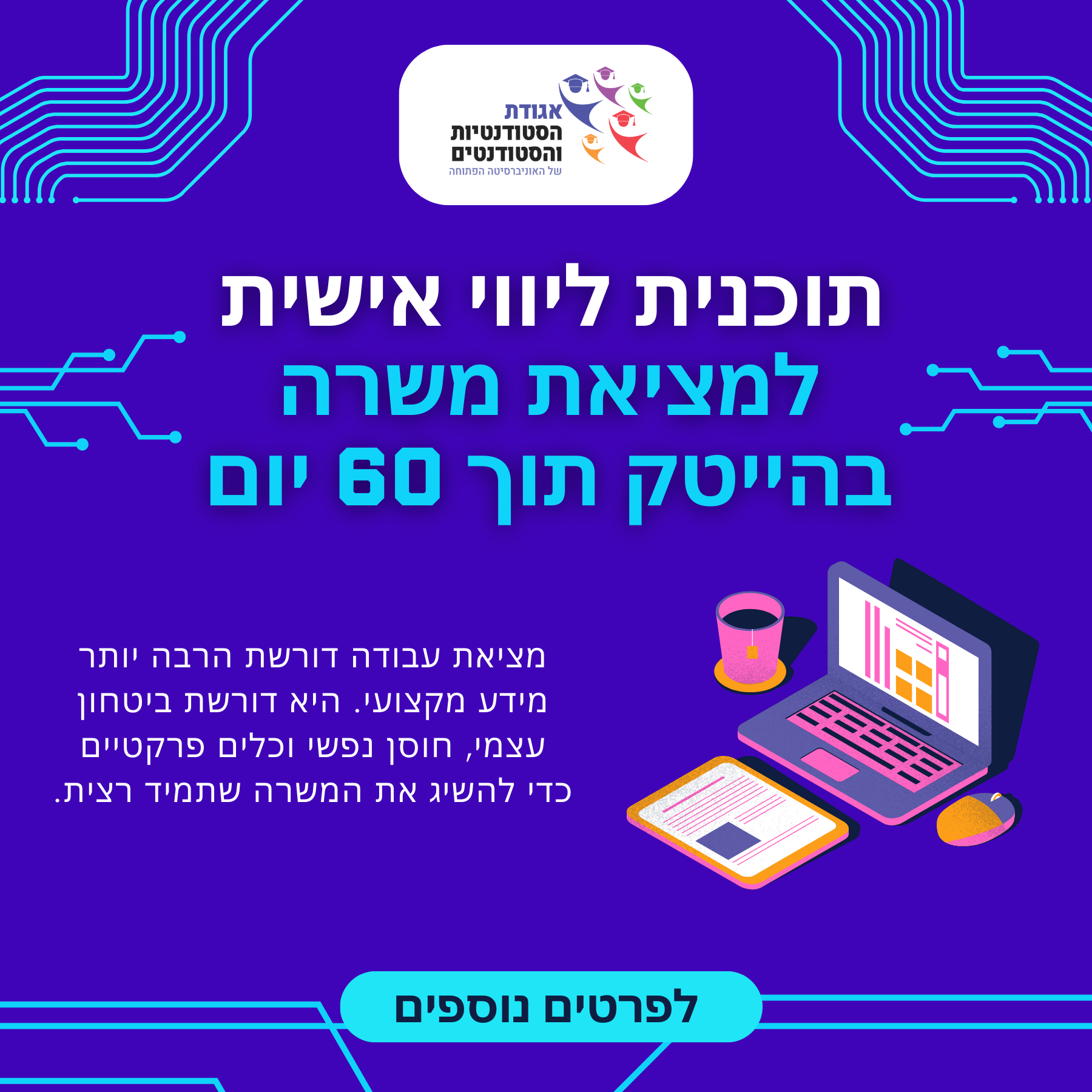 תוכנית ליווי אישית למציאת משרה בהייטק תוך 60 יום